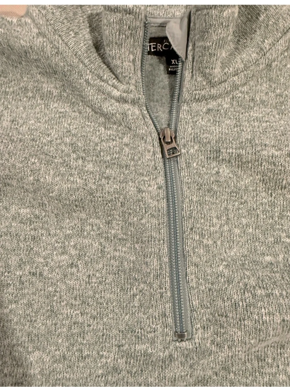 J.Crew Mercantile 1/4 Zip pullover Fleece Sweater Heather Mint Green Mens XL